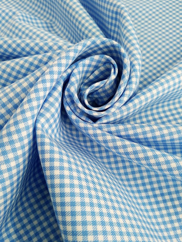 TWILL QUADRI CELESTE 100%COTONE