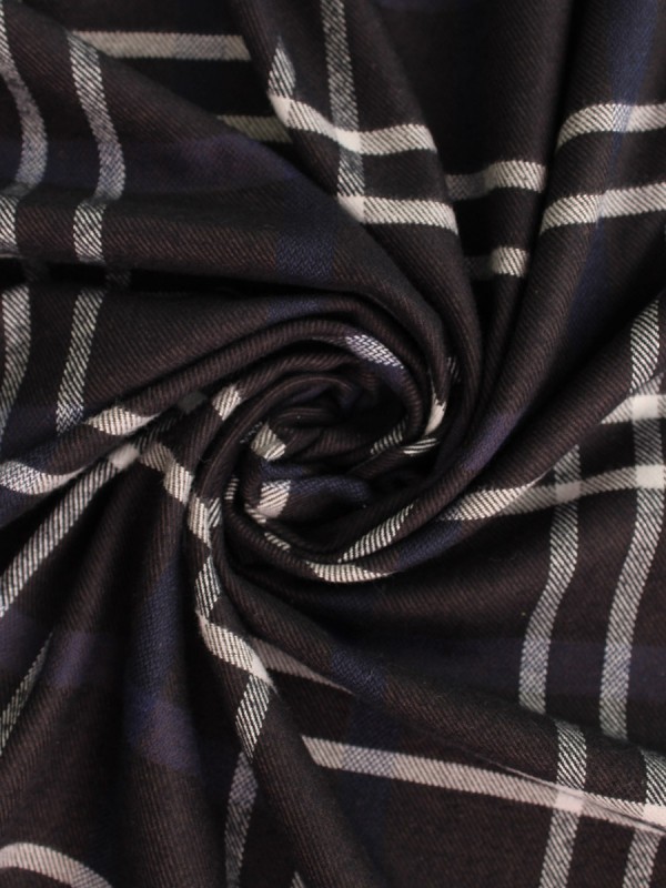 FLANELLA QUADRI NERO 100% COTONE