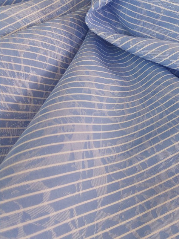 PATTERNED DESIGN LIGHT BLUE STRIPED WHITE 100% COTTON 