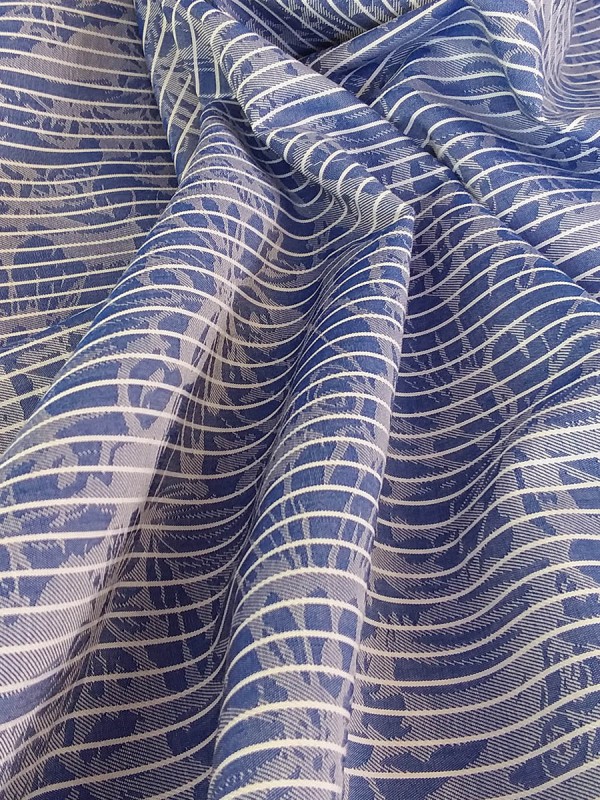 PATTERNED DESIGN BLUE STRIPED WHITE 100% COTTON 