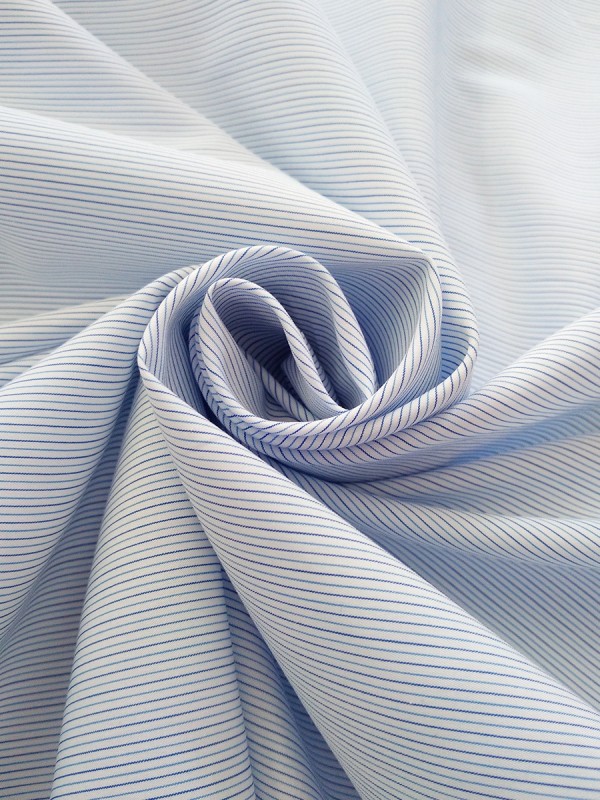 POPELINE MILLERIGHE BIANCO CELESTE 100%COTONE