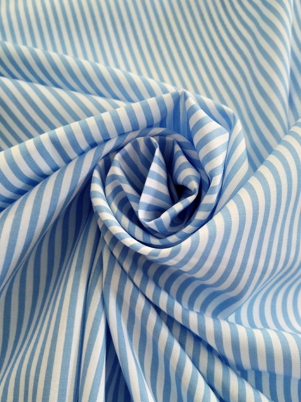 POPELINE RIGA BIANCO CELESTE 100%COTONE