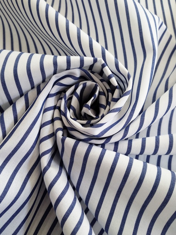 POPELINE RIGA BIANCO BLU 100%COTONE