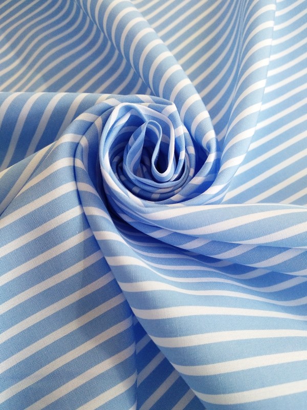 POPELINE RIGA BIANCO CELESTE 100%COTONE