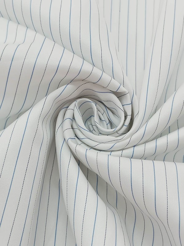 LAVORATO RIGATO BIANCO CELESTE DOPPIO RITORTO 100% COTONE