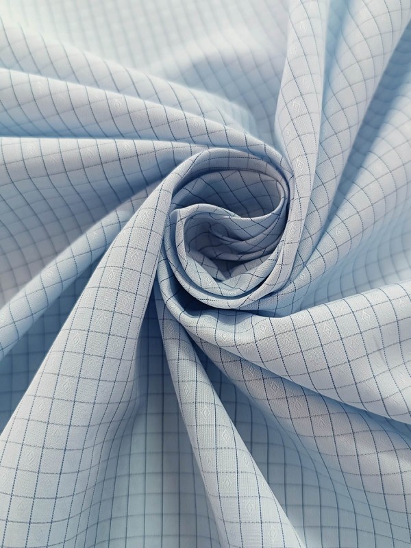 LAVORATO QUADRI CELESTE DOPPIO RITORTO 100% COTONE