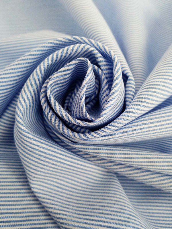 POPELINE RIGATO CELESTE 100%COTONE