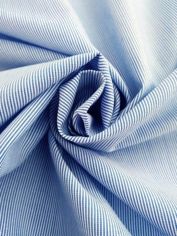 POPELINE RIGATO AZZURRO 100%COTONE