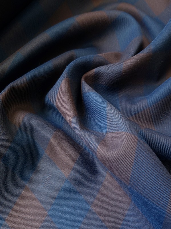 FLANNEL CHECKS BLUE AND BROWN 100% COTTON 