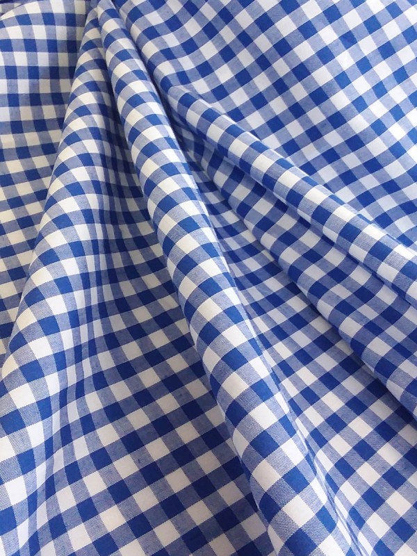POPELINE CHECKS BLUE 100% COTTON 