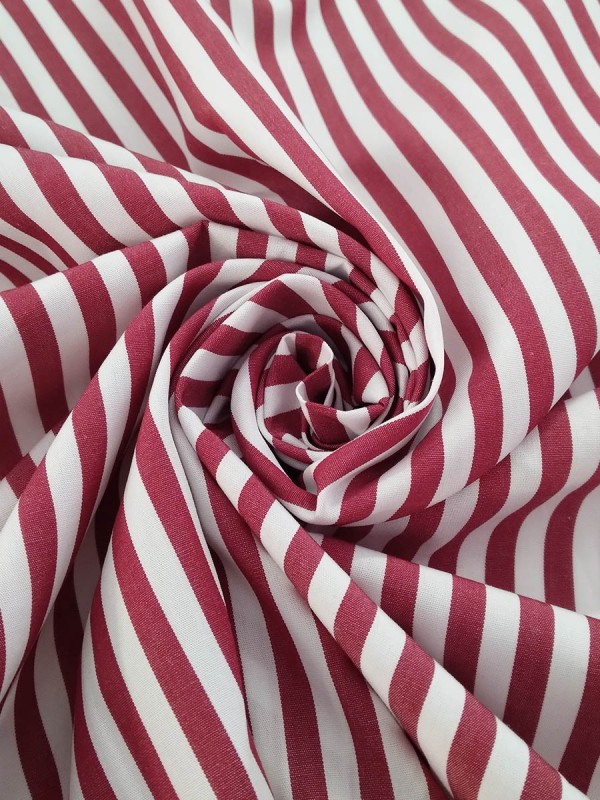 POPELINE RIGA BIANCO ROSSO  100%COTONE