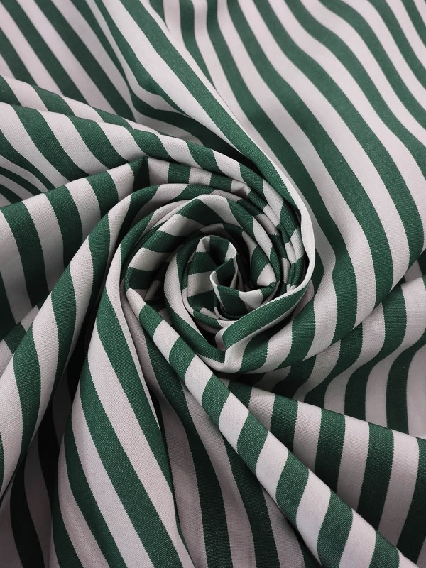 POPELINE RIGA BIANCO VERDE 100%COTONE