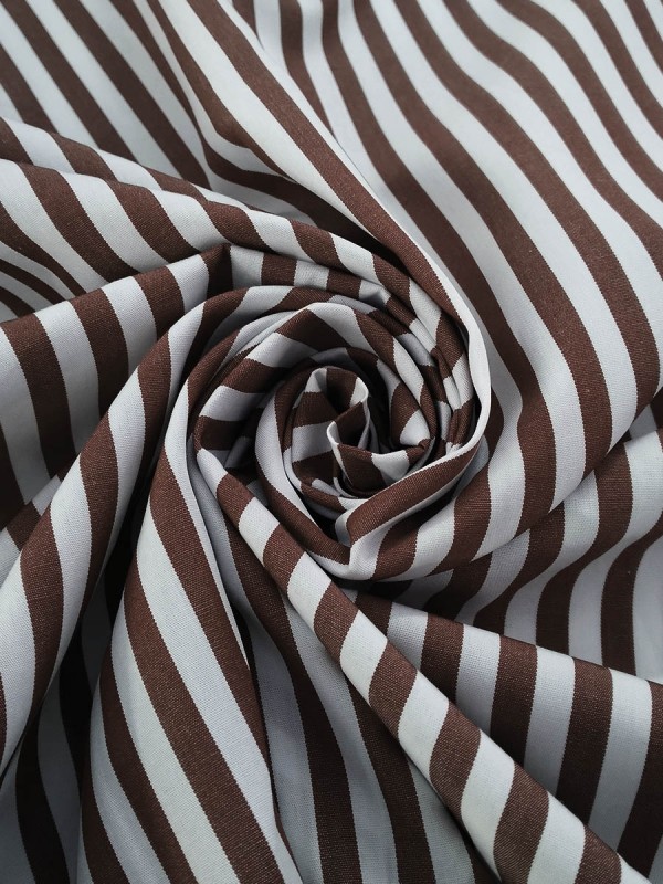 POPELINE RIGA BIANCO MARRONE 100%COTONE