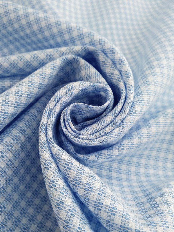 LAVORATO QUADRI CELESTE 100%COTONE