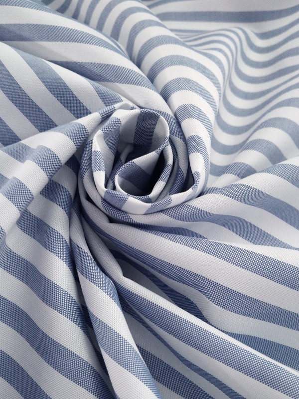 OXFORD RIGATO BIANCO BLU 100% COTONE