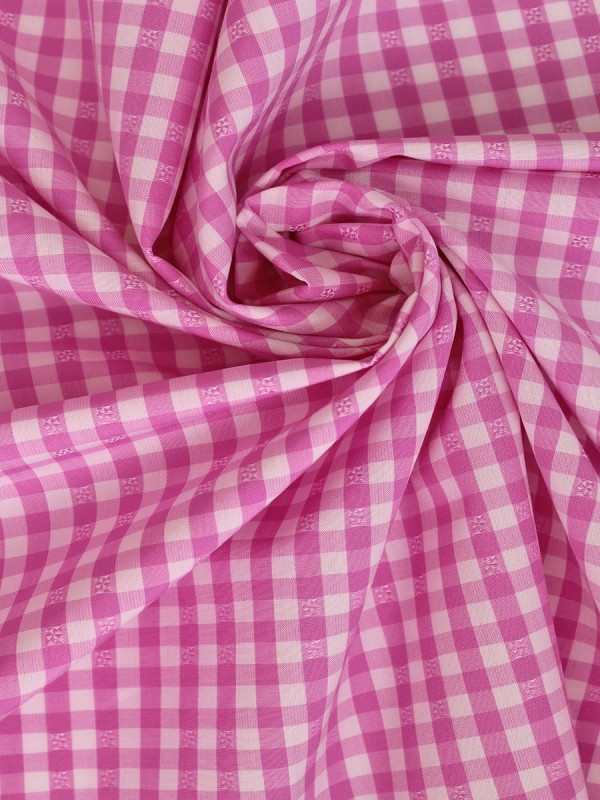 POPELINE CHECKS PINK 100% COTTON 