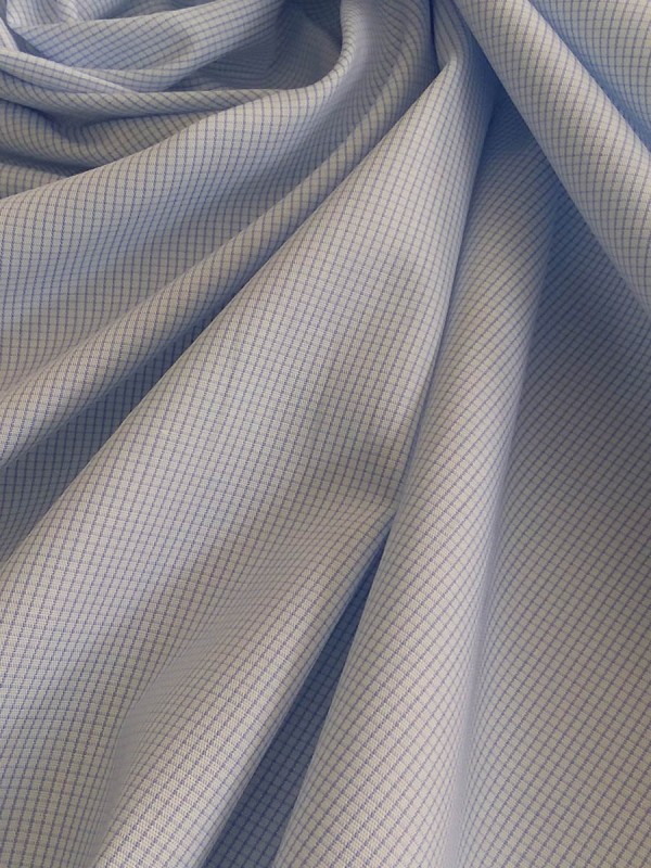POPELINE CHECKS LIGHT BLUE 100% COTTON 