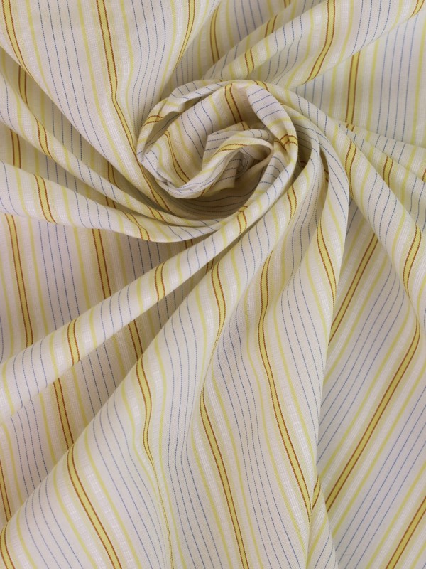 POPELINE STRIPED YELLOW LIGHT BLUE 100% COTTON 