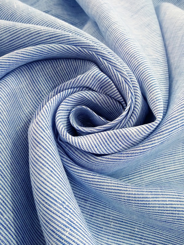 LINO RIGATO BIANCO CELESTE 100%LINO