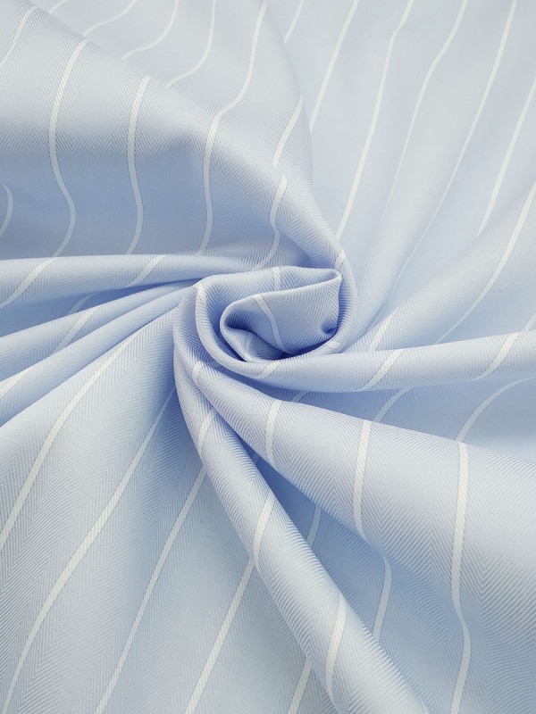 TWILL SPIGATO BIANCO CELESTE 100%COTONE
