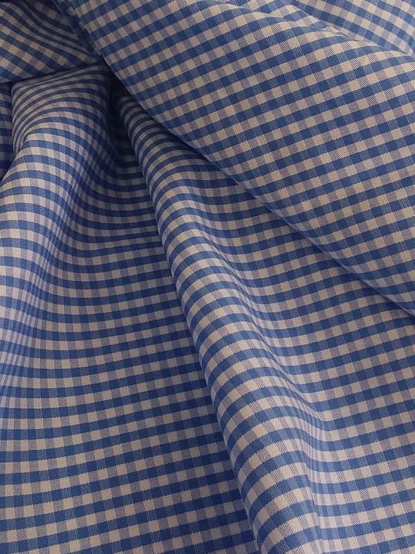 POPELINE CHECKS LIGHT BLUE 100% COTTON 