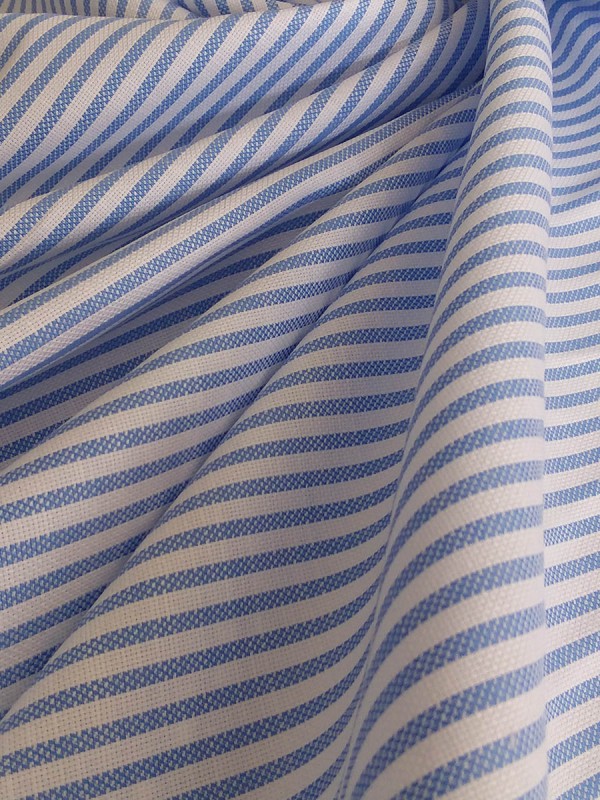PIQUET STRIPED MEDIUM BLUE 100% COTTON 