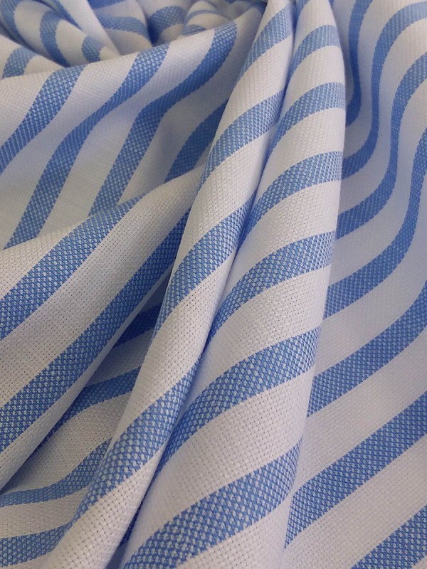 PIQUET STRIPED MEDIUM BLUE 100% COTTON 