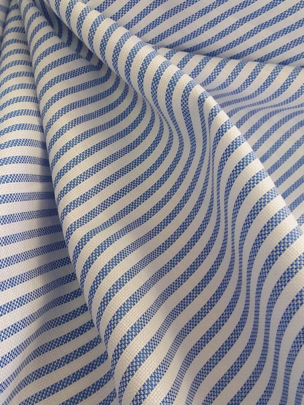 PIQUET STRIPED MEDIUM BLUE 100% COTTON 