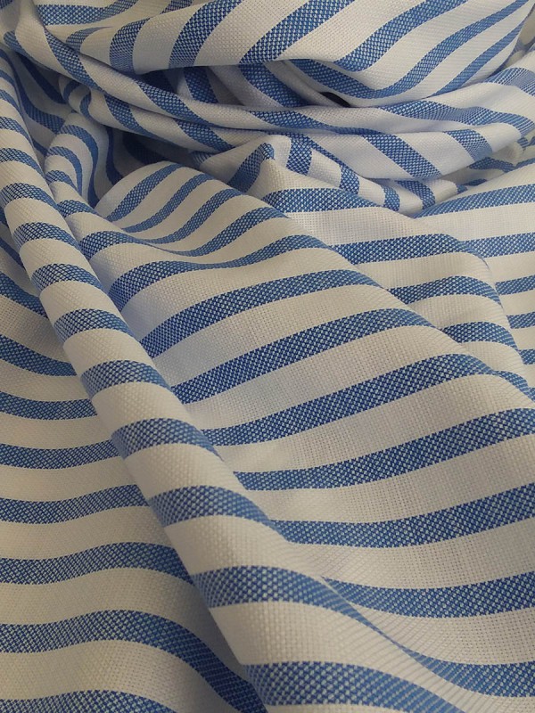 PIQUET STRIPED MEDIUM BLUE 100% COTTON 