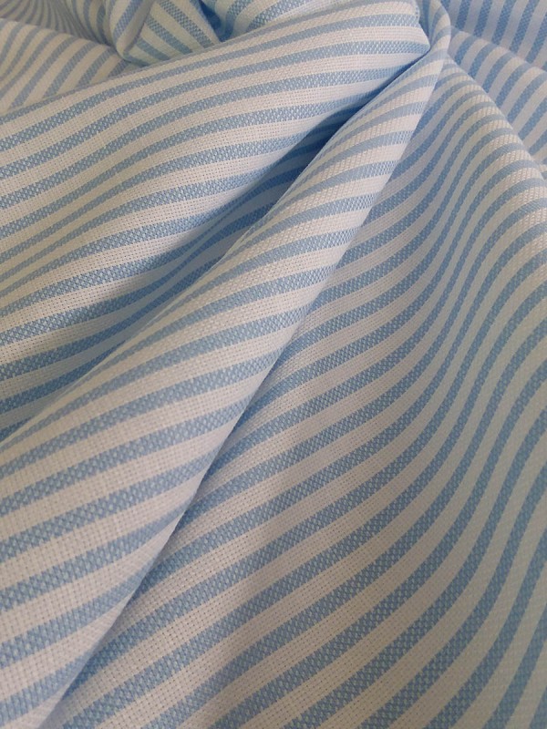 PIQUET STRIPED LIGHT BLUE 100% COTTON 