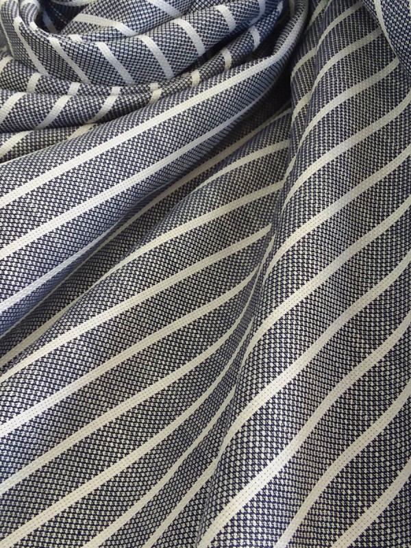 PIQUET BLUE STRIPED WHITE 100% COTTON 