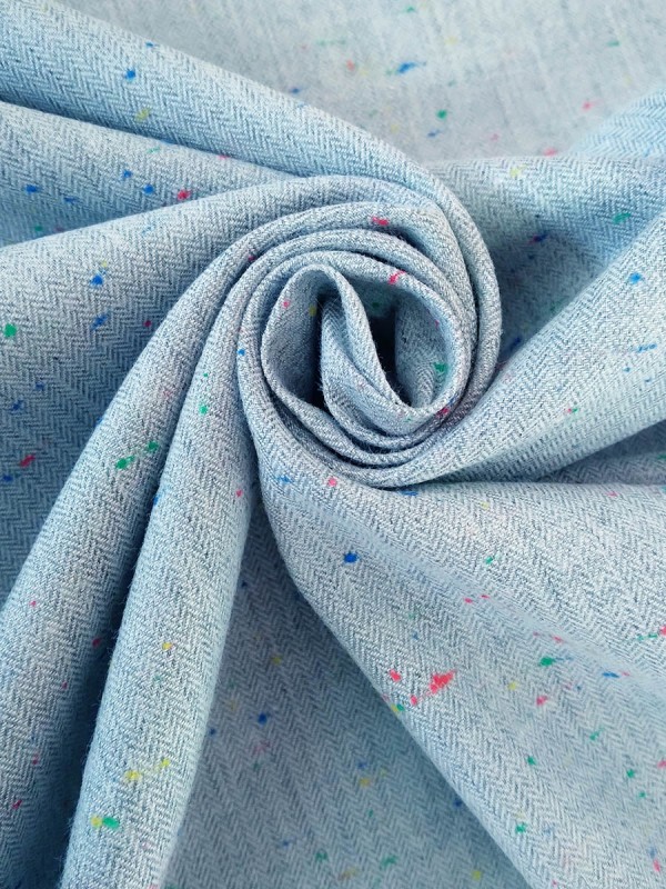 SPIGATO CELESTE PUNTI MULTICOLOR 100% COTONE