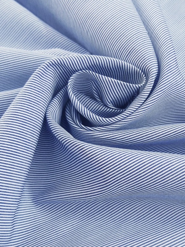 POPELINE RIGA BIANCO AZZURRO 100%COTONE
