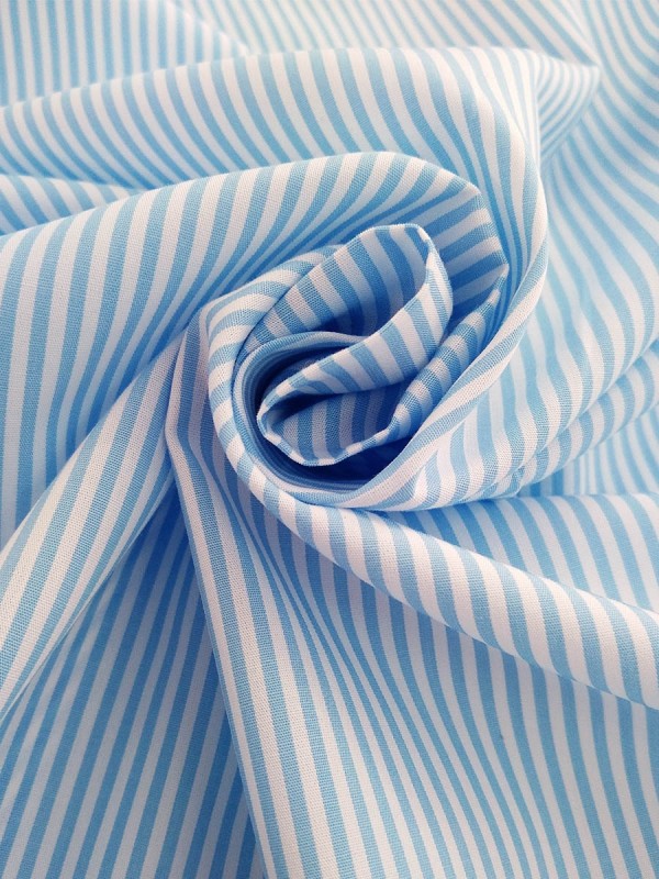 POPELINE RIGA BIANCO CELESTE 100%COTONE
