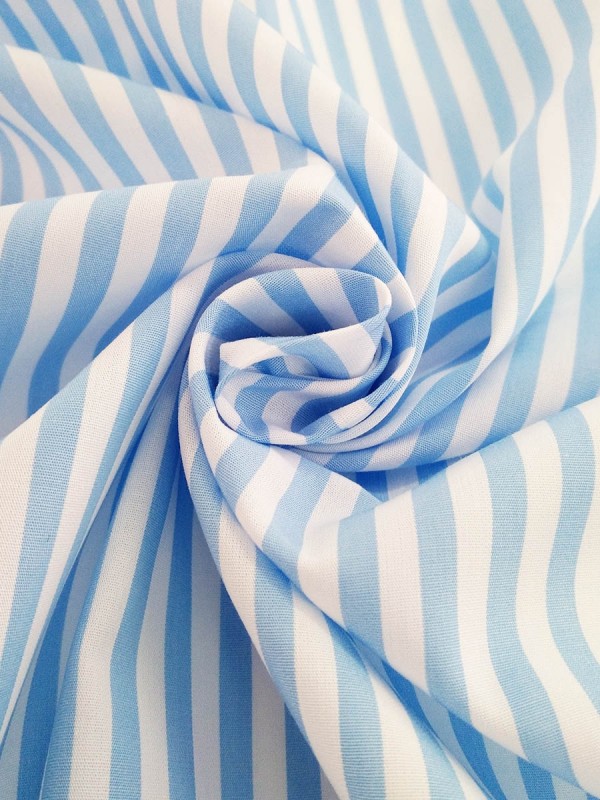 POPELINE RIGA BIANCO CELESTE 100%COTONE