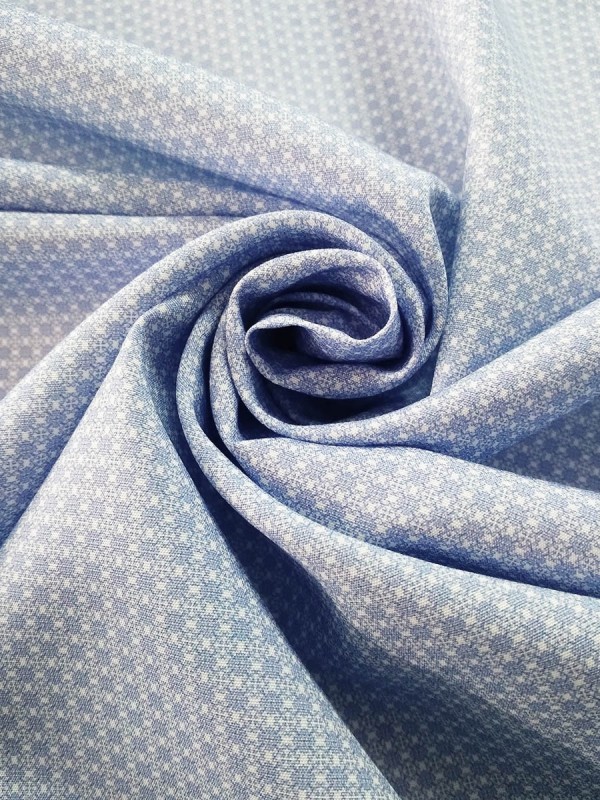 POPELINE STAMPATO CELESTE 100% COTONE