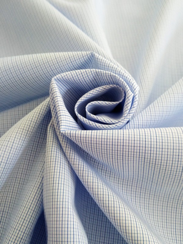 POPELINE QUADRATO BIANCO CELESTE 100%COTONE