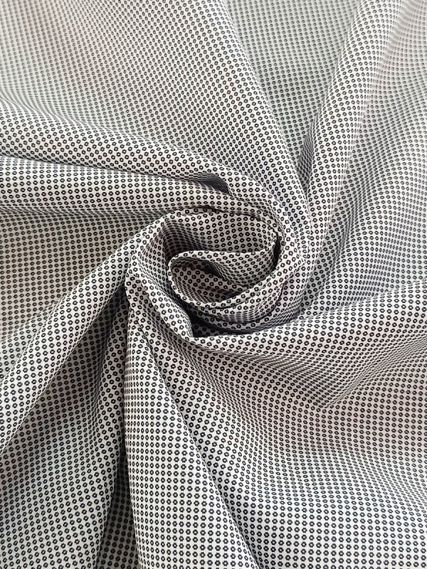 POPELINE STAMPATO BIANCO BLU 100% COTONE