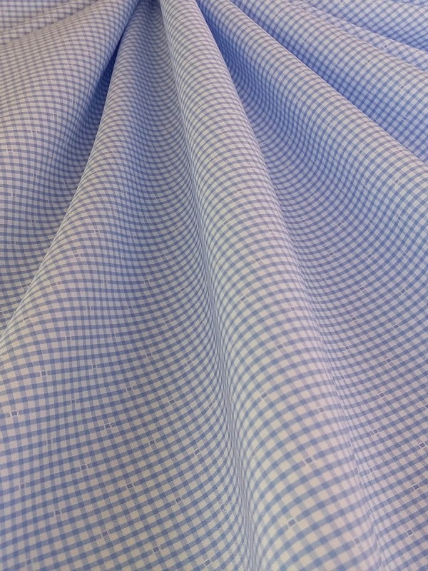 POPELINE CHECKS LIGHT BLUE 100% COTTON 