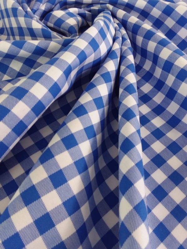 TWILL CHECKS MEDIUM BLUE 100% COTTON 