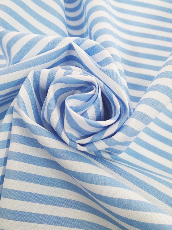 POPELINE RIGA BIANCO CELESTE 100%COTONE