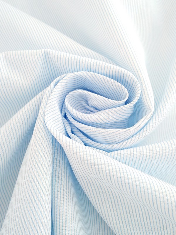POPELINE RIGATO CELESTE 100%COTONE