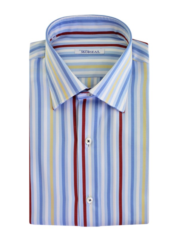 POPELIN RIGATO CELESTE BLU 100% COTONE PARIGI(RCQU001BLU)
