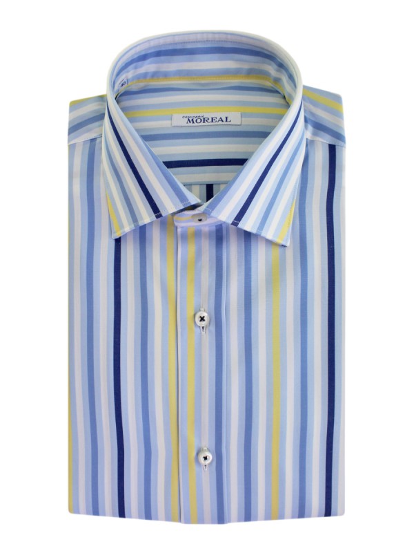 POPELIN RIGATO CELESTE BLU 100% COTONE RC MENTONE(RCRI006BL)