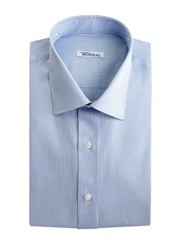 POPELIN RIGATO CELESTE 100% COTONE PARIGI(RC005001RI)