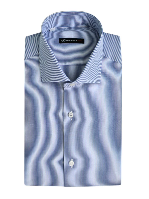 POPELIN RIGATO BLU 100% COTONE RC ROI(RCIT500035)