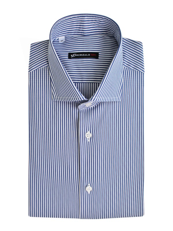 POPELIN RIGATO AZZURRO 100% COTONE RC ROI(RCMI002347)